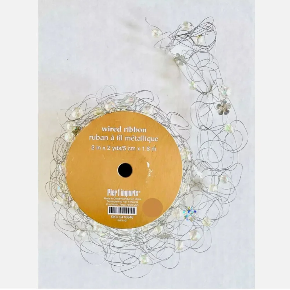 Pier 1 Gold and Silver Decorative Wired Ribbon Garland Spools